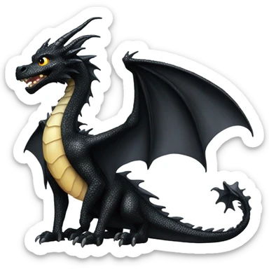 A long black sparkling dragon sticker