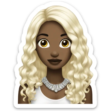 pale girl with long black hair luxury bling sticker