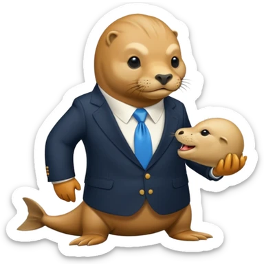 a sea lion eating donald trump sticker