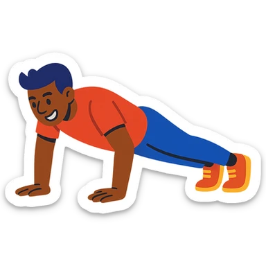 man doing pushups, vibrant toon style sticker