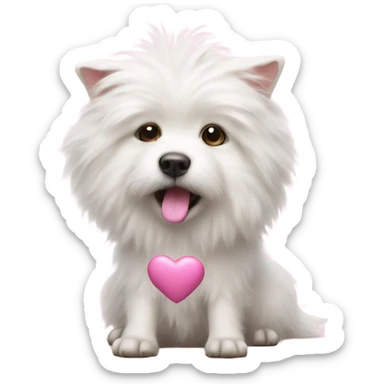 fluffy white dog blowing a pink kiss sticker