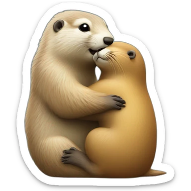 marmot hugging seal sticker
