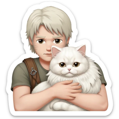 Daryl dixon snuggling white Persian cat  sticker