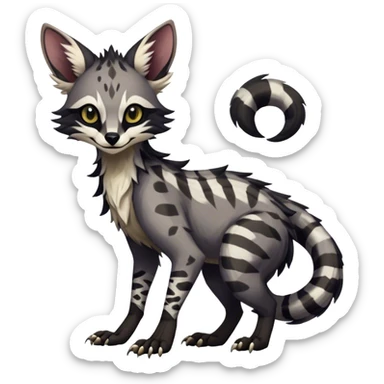 Feral Rare Fantasy dark tropical Vernid-Sergal-Genet-Trico-species by LiLaiRa, random markings, tufted ears, full body sticker
