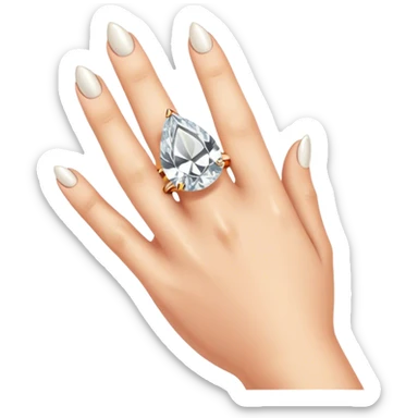 Hand with pear shaped diamond ring sticker