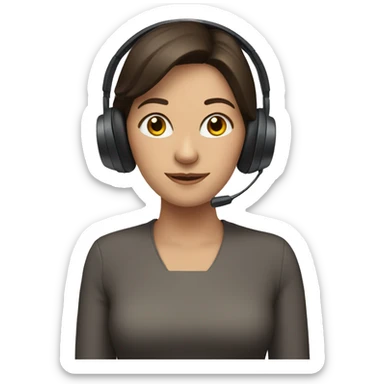 Brunette woman with headset on sticker