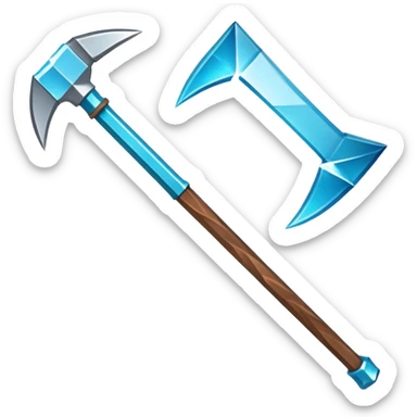 Minecraft diamond pickaxe with brown handle sticker