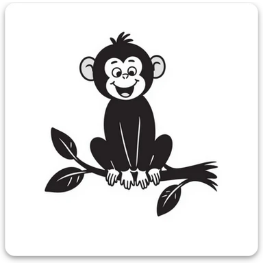 hand-drawn doodle of a laughing monkey sticker
