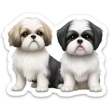 Shitz Tzu Beautiful two big faces black and white Puppies sticker