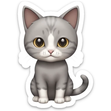 full body small short hair dark grey and white cat sticker