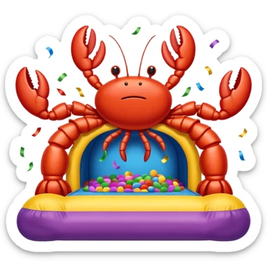 A bounce house with confetti, sprinkles, and caviar and lobster sticker
