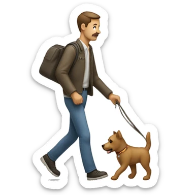 un hombre paseando un perro sticker
