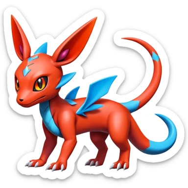 Cute Shiny Guilmon-Salandit-Umbreon-Fakémon-hybrid-creature (full body)  sticker