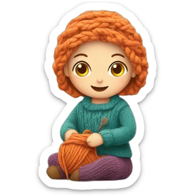 Knitting girl sticker