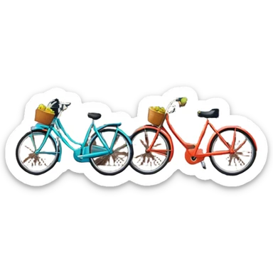 Cinematic Realistic Amsterdam Canal Houses Landmark Emoji, featuring narrow, gabled facades in vibrant colors reflecting on the calm canal waters, with bicycles lining the cobblestone streets. sticker