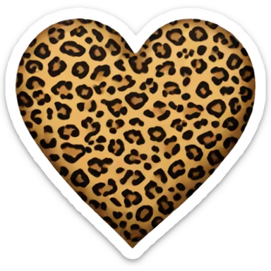 leopard print heart sticker
