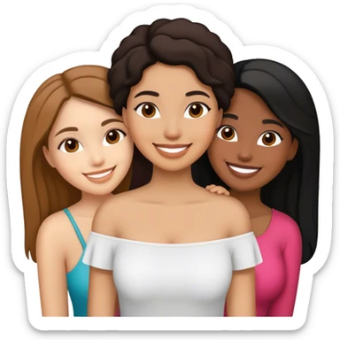 Three female friends, two are Latin one is black and one is white  sticker