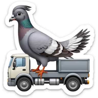 Pigeon is driving a lorry sticker
