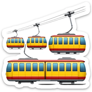 modern cable car, red and yellow cabins sticker