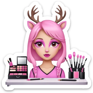 Girly deer with make up desk sticker