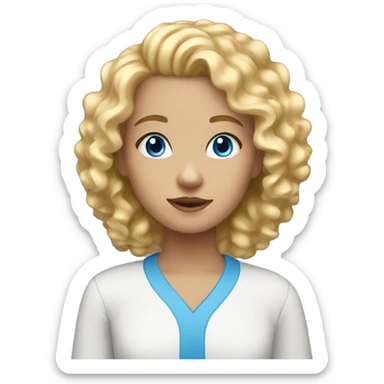girl with blue eyes and blonde curly hair sticker