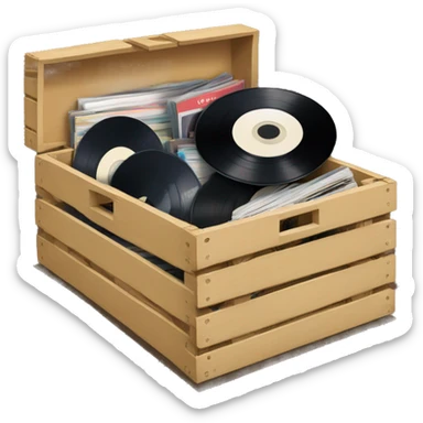 simple crate full of vinyl records sticker