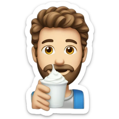 A man with beard drinking yogurt drink sticker
