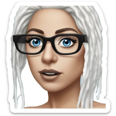 Hyper Realistic lady gaga rain on me blue eyes black glasses  sticker