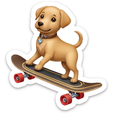 A Labrador dog riding a skateboard sticker