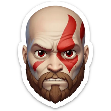 Visage de Kratos du jeu PlayStation a la perfection, c'est a dire que la marque rouge doit partir jusqu'à l'arrière du crâne  sticker