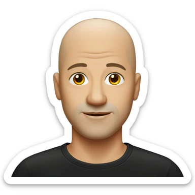bald man in black shirt thinner face sticker