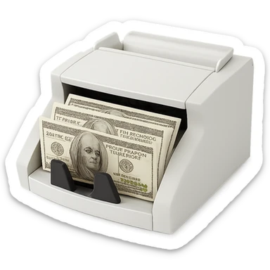 clean and minimal banknote counter with money, dollars visible sticker