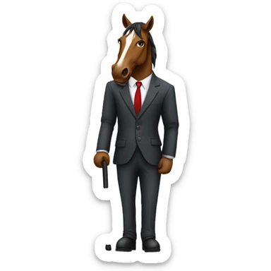 Horse in a suit with a top hate and a walking cane sticker