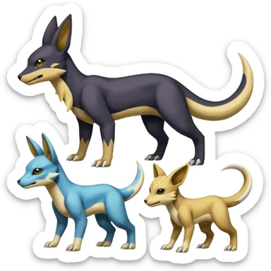 Manectric-Electrike-Lucio-Cubone-Umbreon-Marowak-Draco-Fakémon-hybrid-creature (full body), 4 legs sticker