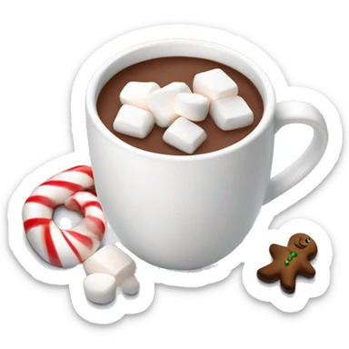 Christmas White mug of hot chocolate with marshmallows  sticker