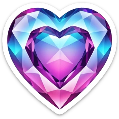crystal heart emoji, sparkling, faceted, vibrant colors sticker