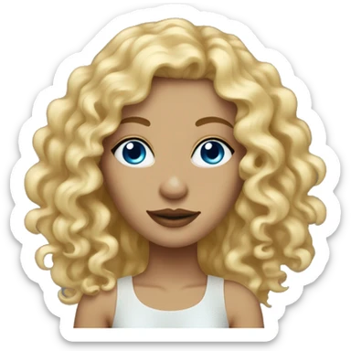 blond curls hair woman with blue eyes and freckles and a gold nose ring  sticker