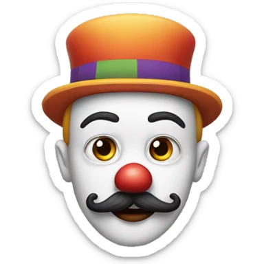 Clown with a handlebar mustache sticker