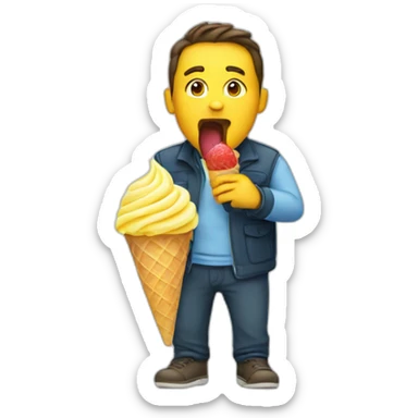 Man licking ice cone lemon sticker