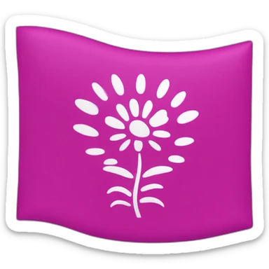 big fuchsia flag with small white inscription "idea" in centre sticker