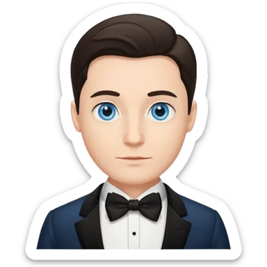 🤵🏼bu emojide sadece göz rengini mavi yap ve Smokinli olsun sticker
