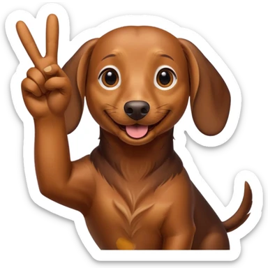 Create a dachshund showing a victory sign with his fingers sticker