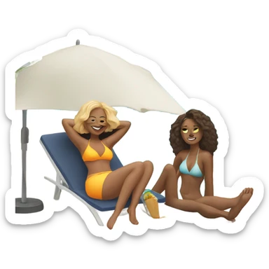 Two white women sunbathing by pool sticker