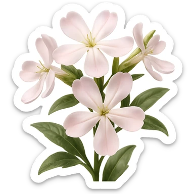 Create a 3D iOS-style realistic cluster of delicate pale pink flowers with soft lighting and a glossy effect. The image should have no background. Render in the GPT Image style to capture the delicate and realistic appearance. sticker