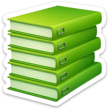 A stack of files from a box, with a gradient in the form of an acid green color. sticker