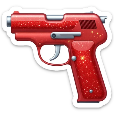 red glitter gun sticker