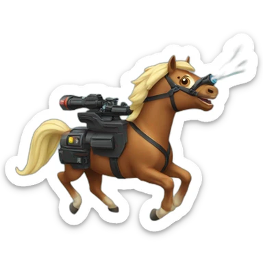 Horse flying lasergun sticker
