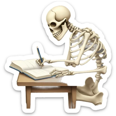 skeleton studying sticker
