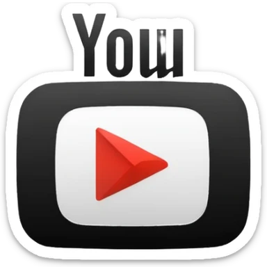 Realistic, YouTube logo design, white and black color sticker