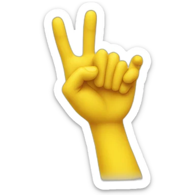 yellow hand with bent thumb shows 4 sticker